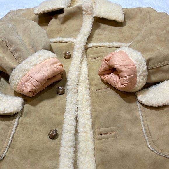 THE Coolest Vintage 1970s 80s Faux Suede Sheepskin Shearling Jacket Coat - Picture 13 of 16